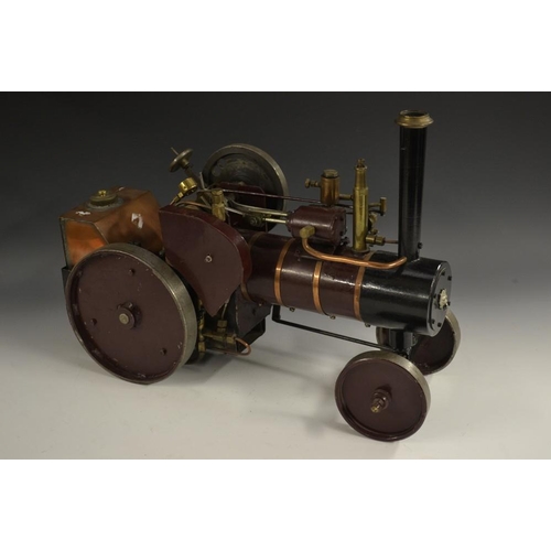 5173 - A scratch built live steam scale model, of a traction engine, copper tank, claret livery, chain-driv... 