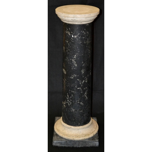 5183 - A substantial marble statuary column, circular top, turned socle, square base, 101cm high