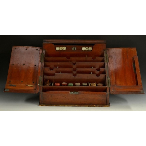 5199 - A Victorian mahogany stationery box, fitted interior, with perpetual scrolling calendar, drawer and ... 