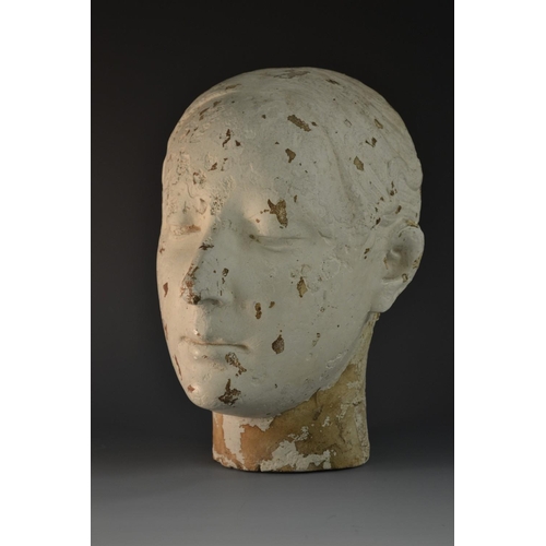 5202 - A Victorian plaster death mask, of a young woman, 25cm long, c.1860