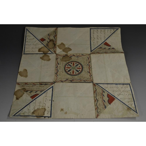 5903 - An unusual late 18th/early 19th century lady's ink MS six-fold parlour game, inscribed recto and ver... 