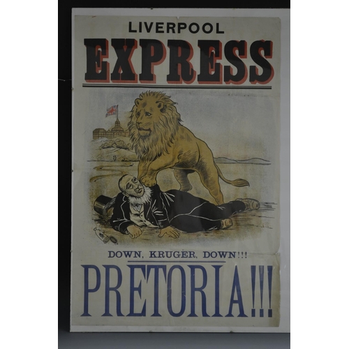 5916 - Media/Militaria - Boer War - a late Victorian a news vendor's stand three-fold poster, Liverpool Exp... 