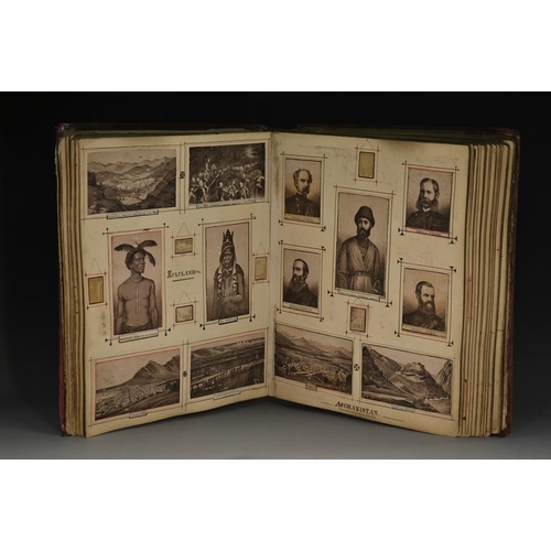 5920 - Naval History - a late Victorian red buckram scrap album, containing a b/w photograph of the Staff o... 