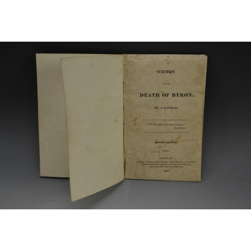 5937 - Anon, Sermon On The Death of Byron, By A Layman, second edition, Sold by Longman, Hurst, Rees, Orme,... 