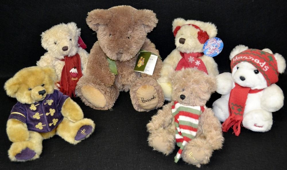 A Harrods small size Christmas bear 1986 others 2000 2008 2009 2910 a special edition Bashfu