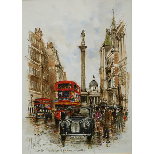 125 - Pictures & Prints - three contemporary watercolours of London interest, comprising the Houses of Par... 