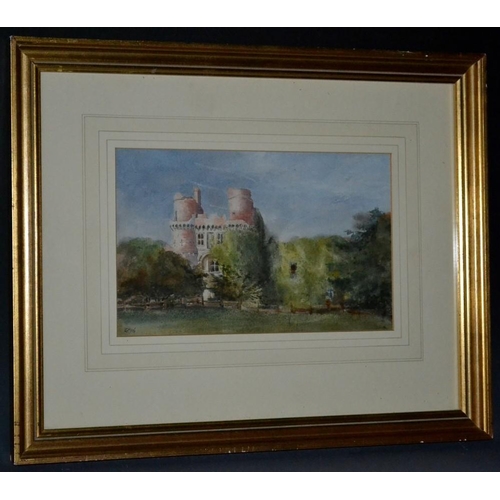 3028 - E.M.W (19th century) Castle Ruins signed with initials, watercolour, 17cm x 27.5cm