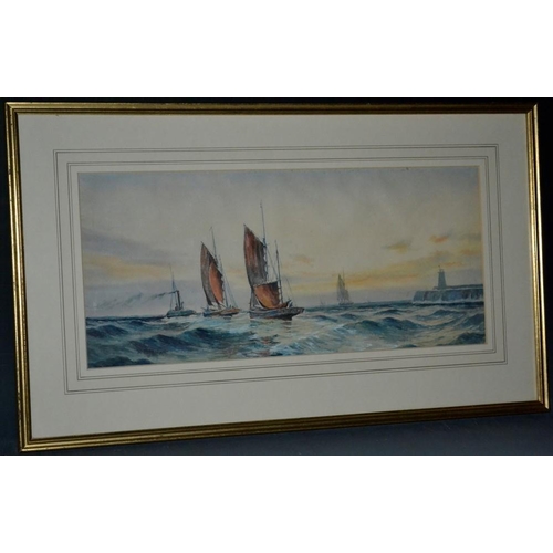 3110 - William Edwin James Dean (Royal Crown Derby Artist) Sail and Steam at Sunset signed, dated 1910, wat... 