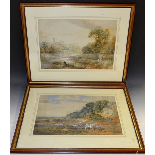 3113 - William Petch (Sheffield 19th century) A pair, Whitby and Scarborough Castle watercolour, 35.5cm x 5... 