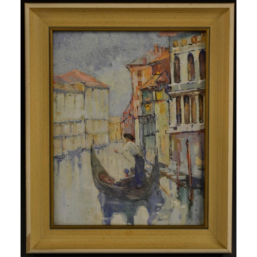 3218 - Impressionist School A Venetian Canal signed with initials, oil on board, 30cm x 23cm