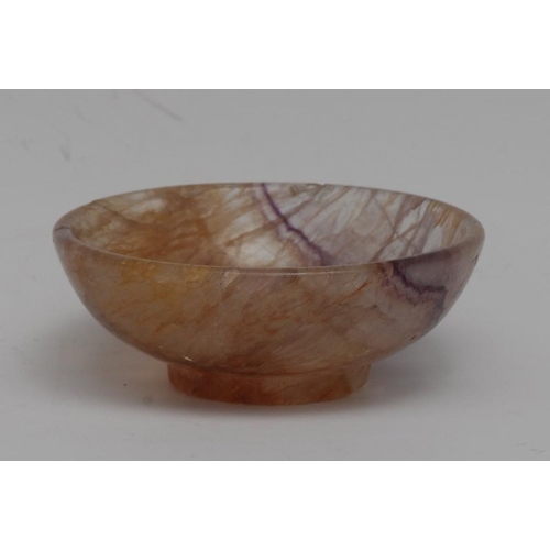 111 - A 19th century Derbyshire Blue John circular bowl, 8cm diam