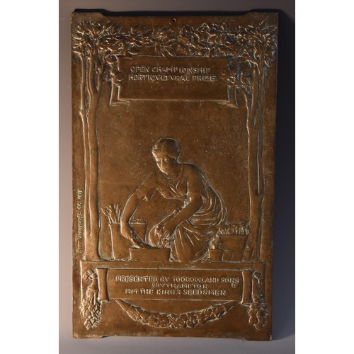 3455 - Sir William Hamo Thornycroft RA (1850-1925), a bronze presentation plaque, Open Championship Horticu... 