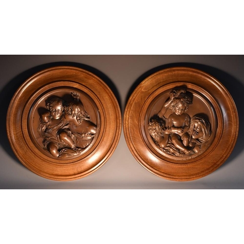 3456 - William Wyon (1795 - 1851), after, a pair of bronze roundels, Art after Sir Joshua Reynolds and The ... 