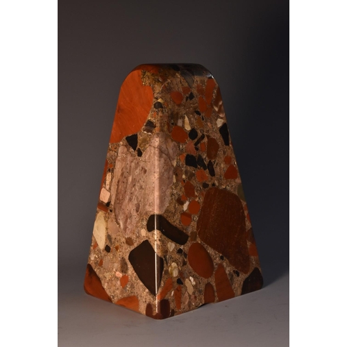 3471 - Geology - a pudding stone desk weight, including chalcedony, agate and other specimen stones, 10.5cm... 