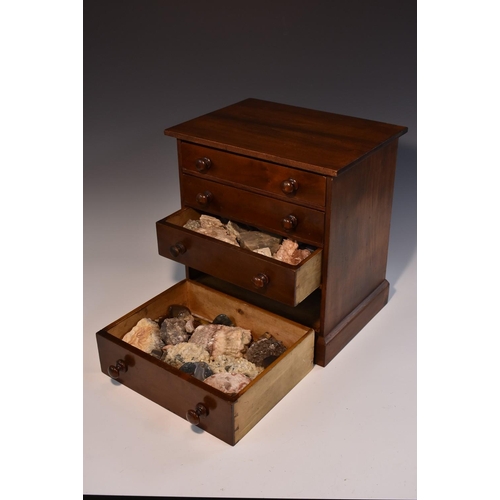 3473 - Geology - a Victorian mahogany collector's chest, the four long graduated drawers enclosing a collec... 