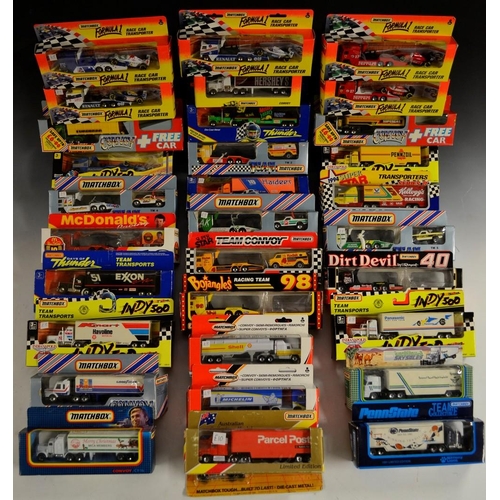 5245 - Matchbox Toys - Formula 1 race car transporter and car sets, Ferrari;  others Williams, Renault, Arr... 