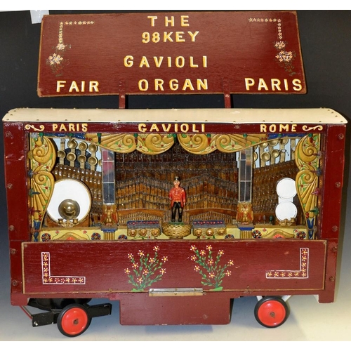 5265 - A scratch built model of a fairground pipe organ, Gavioli Paris Rome, ornate gilt painted and carved... 