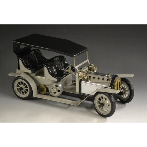 5295 - Mamod  - a Steam powered silver Limousine car, black roof, silver wheels, silver/grey body