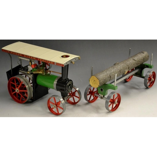 5301 - Mamod  - a TE1A Steam Traction engine, green and black body, red spoked wheels, cream canopy;  a LW1... 