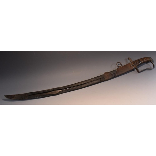 3700 - A 1788 pattern cavalry officer's sword, 77cm curved single-edged blade, naively engraved with a moun... 