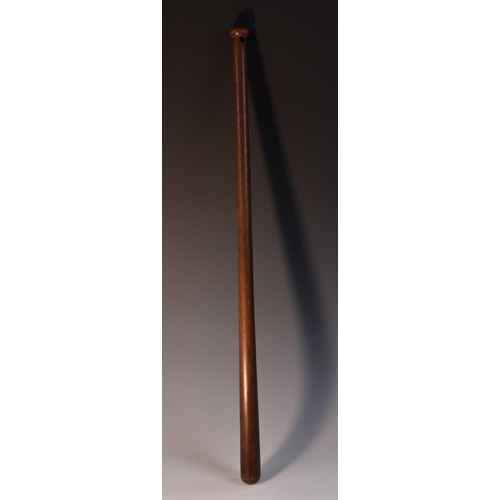 3767 - An unusual early 20th century hardwood truncheon or tipstaff, possibly for horse-mounted policing or... 