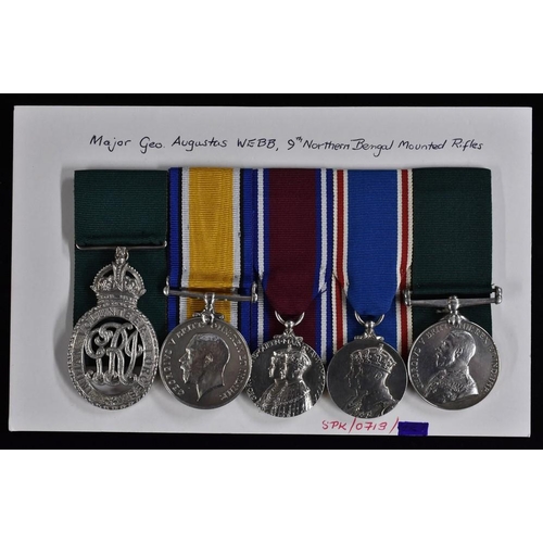 3791 - Medals, Major George Augustus Webb, 9th Northern Bengal Mounted Rifles, group of five, Indian Volunt... 