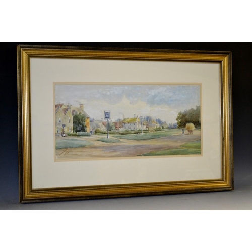 3066 - F H Easterfield Broadway, The Cotswolds signed, dated 1900, watercolour, 24cm x 50cm