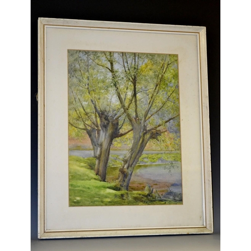 3070 - Frederick Leighton The Pollard Willows signed, watercolour, 40cm x 30cm