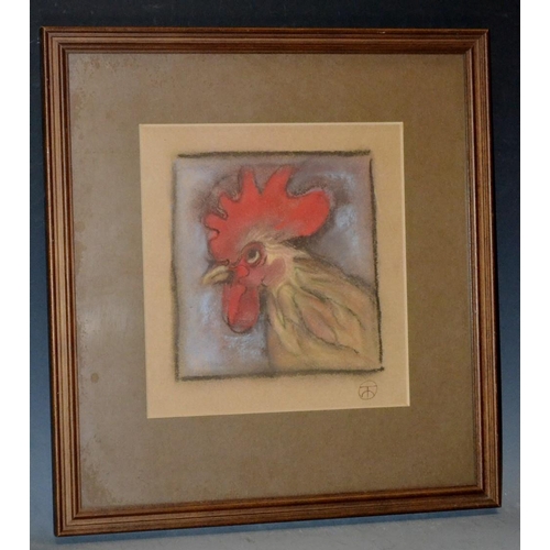 3075 - Fritz Mooney (d.1989) Cock monogrammed, pastel, 17cm x 16.5cm