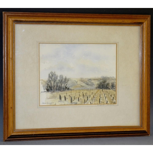 3093 - Jack Elliott Vineyards, Sancerre signed, watercolour, 17.5cm x 23cm