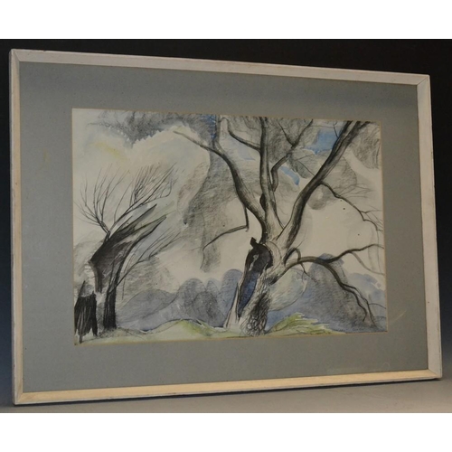 3114 - Margaret Seaton (A M McDonald) Willows signed, watercolour, 38cm x 56cm  Labels to verso for Federat... 