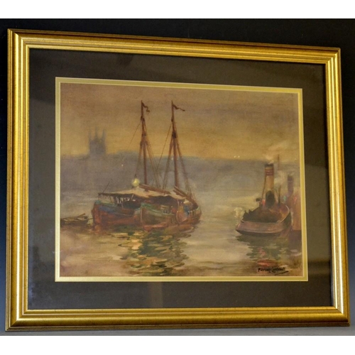 3123 - P Jerome Campbell Sail and Steam signed, watercolour, 30.5cm x 40cm