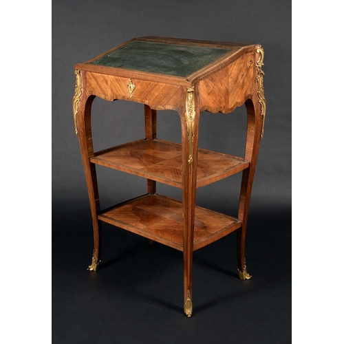164 - A 19th century French gilt-metal mounted kingwood library lectern-desk, sloping top with inset toole... 