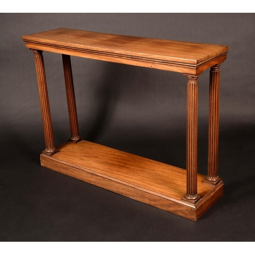 165 - A 19th century mahogany pier table, rectangular top above a deep frieze, turned and fluted columnar ... 