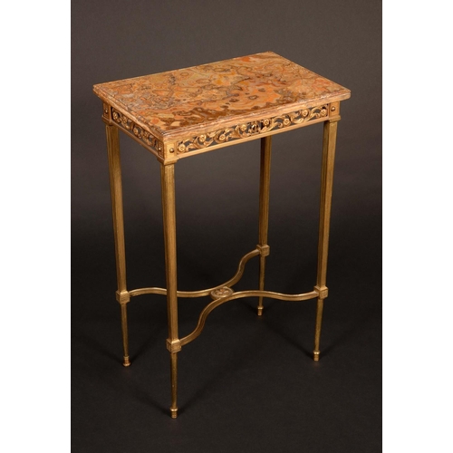 174 - A Louis XVI Revival ormolu rectangular occasional table, cast in the manner of Pierre Gouthiere, bea... 