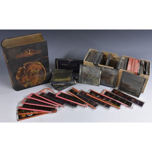 3983 - A 19th century French vernis Martin stereoscope viewing card box, as a book, decorated in the 18th c... 