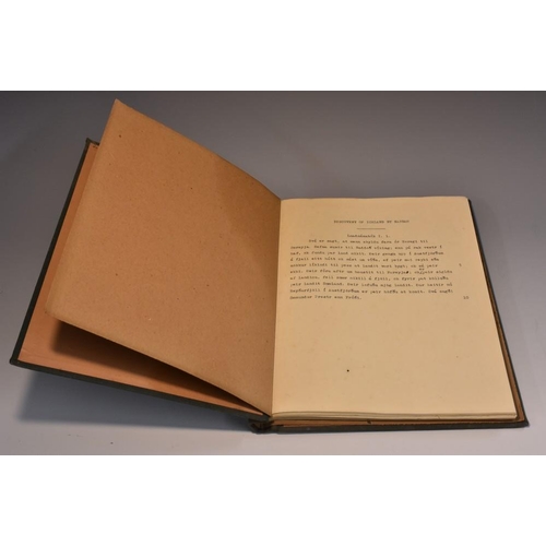 4056 - An interesting early 20th century MS book, of a History of Iceland, inscribed in ink and typed, pred... 