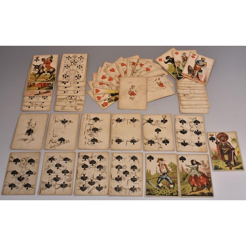 4058 - Cards - a deck of fifty-two 19th century German transformation playing cards, by Frommann & Bunte of... 