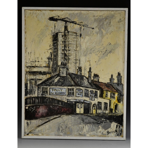 3332 - Snook The Zulu Inn, Ipswich signed, dated 65, oil on hardboard, 69cm x 54cm