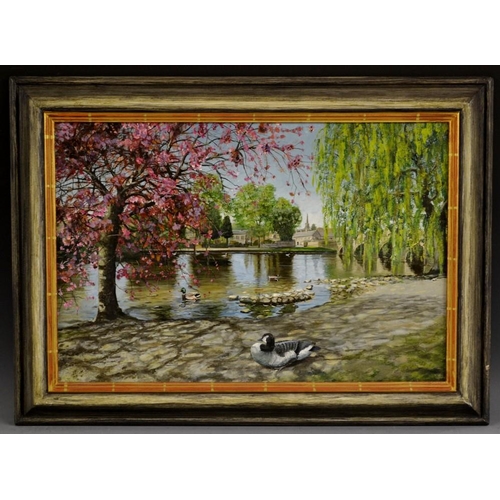 3338 - Trevor Neal (Bn.1947) Bakewell Bridge signed with monogram and dated 2009, oil on canvas, 38.5cm x 5... 