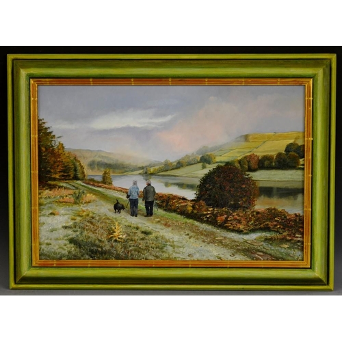 3344 - Trevor Neal (Bn.1947) Walking the Dog, Lady Bower, Derbyshire signed with monogram and dated 2009, o... 