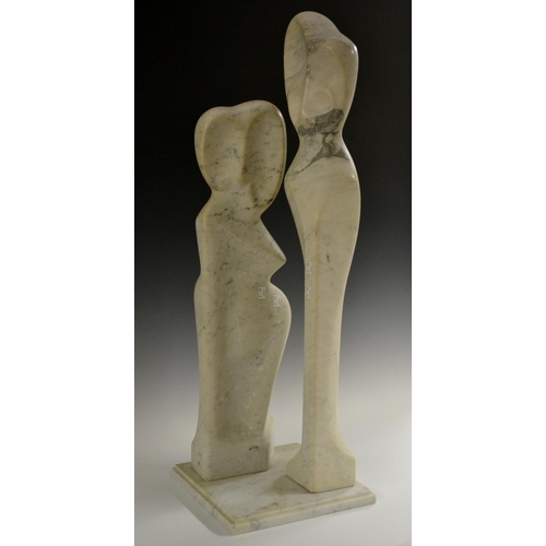 3360 - Modern School, a floor standing marble sculpture, Abstract Figures, 90cm high