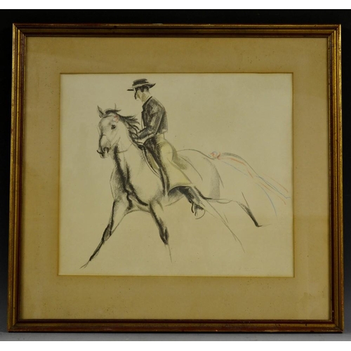 3371 - John Rattenbury Skeaping (1901 - 1980), after, Horse and Rider, a polychrome print, 39.5cm x 46cm