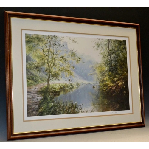 3378 - Rex Preston, by and after, Dovedale, coloured print, signed in pencil,  45cm x 67cm, limited edition... 