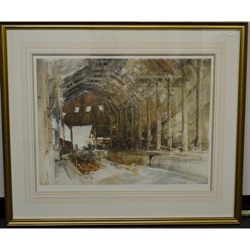 3384 - Sir William Russell Flint (1880 - 1969), after, Interior of a Railway Workshop, coloured print, publ... 