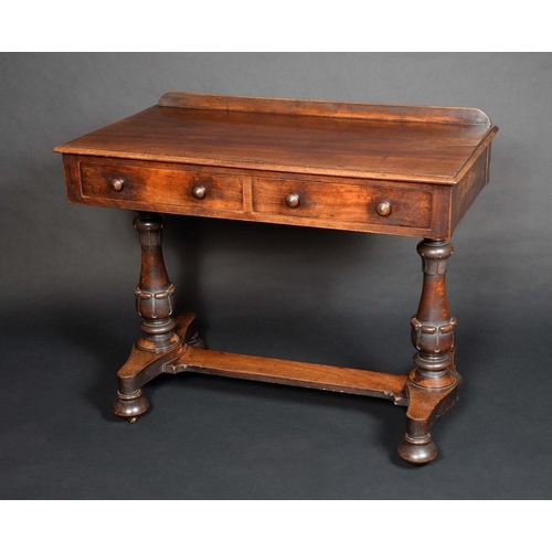 1589 - A William IV mahogany rounded rectangular side table, moulded top with shallow back, the deep frieze... 