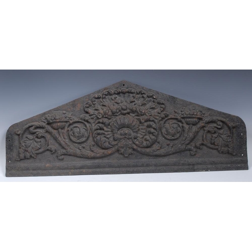 1601 - A Regency iron architectural panel, cast in relief with acanthus scrolls and flowering urns, 97cm wi... 