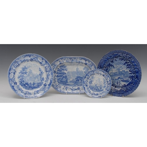 4 - A Boyle Antique Scenery St Albans Abbey Hertfordshire blue and white oval meat plate, 28cm wide, pri... 