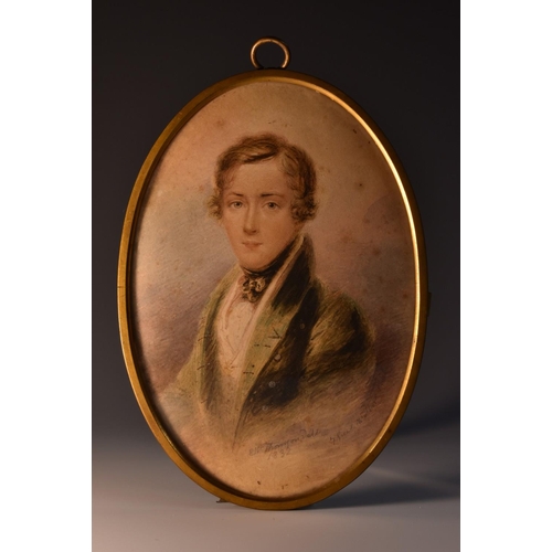 1820 - E.H. Thompson (early 19th century), portrait miniature, of a young gentleman, bust-length, wearing g... 