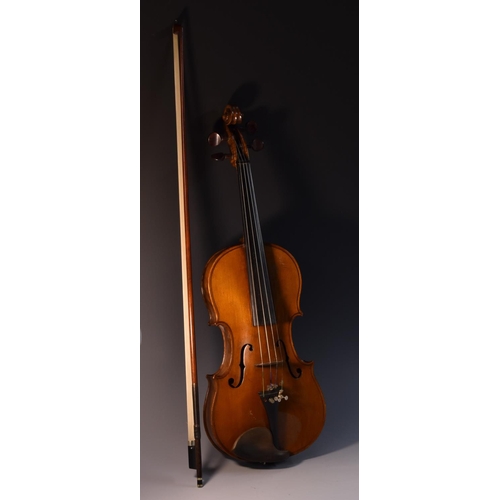 1836 - A German violin, 36.5cm one piece back, double purfling, label to interior  Hermann Schlosser, Geige... 